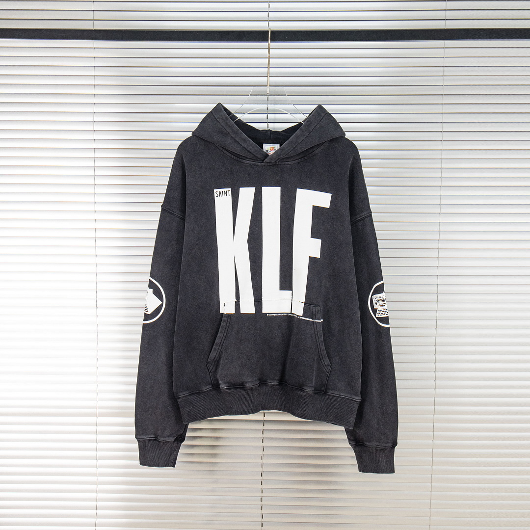 Streetwear Brand Vintage - Vintage Washed Hoodie SAINT KLF Print