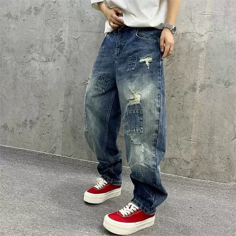 Brand Splicing Jeans Autumn Fa - Streetwear Brand Denim review and price